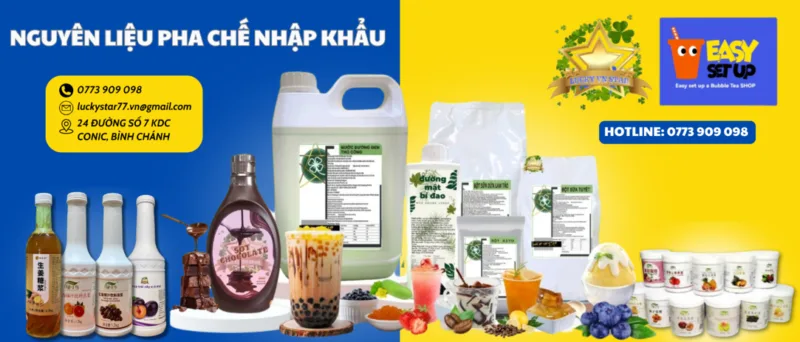 Nguyên liệu trà sữa cao cấp tại gian hàng Lucky VN Star x Easy Setup – The Cafe Show Việt Nam 2025