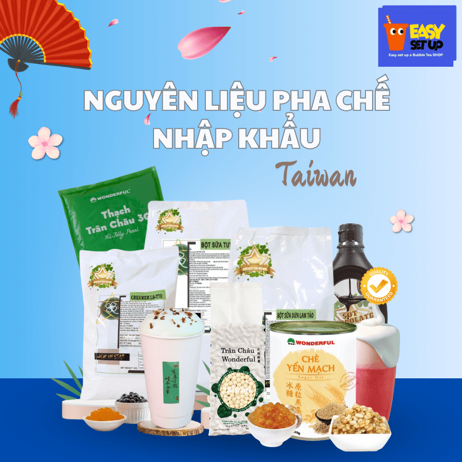 "Các loại bột thạch và topping trà sữa bán chạy tại gian hàng Lucky VN Star" được trưng bày tại Cafe Show Việt Nam 2025