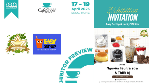 Gian hàng Lucky VN Star x Easy Set Up tại Cafe Show Vietnam 2025 - Triển lãm quốc tế cà phê, trà và đồ uống