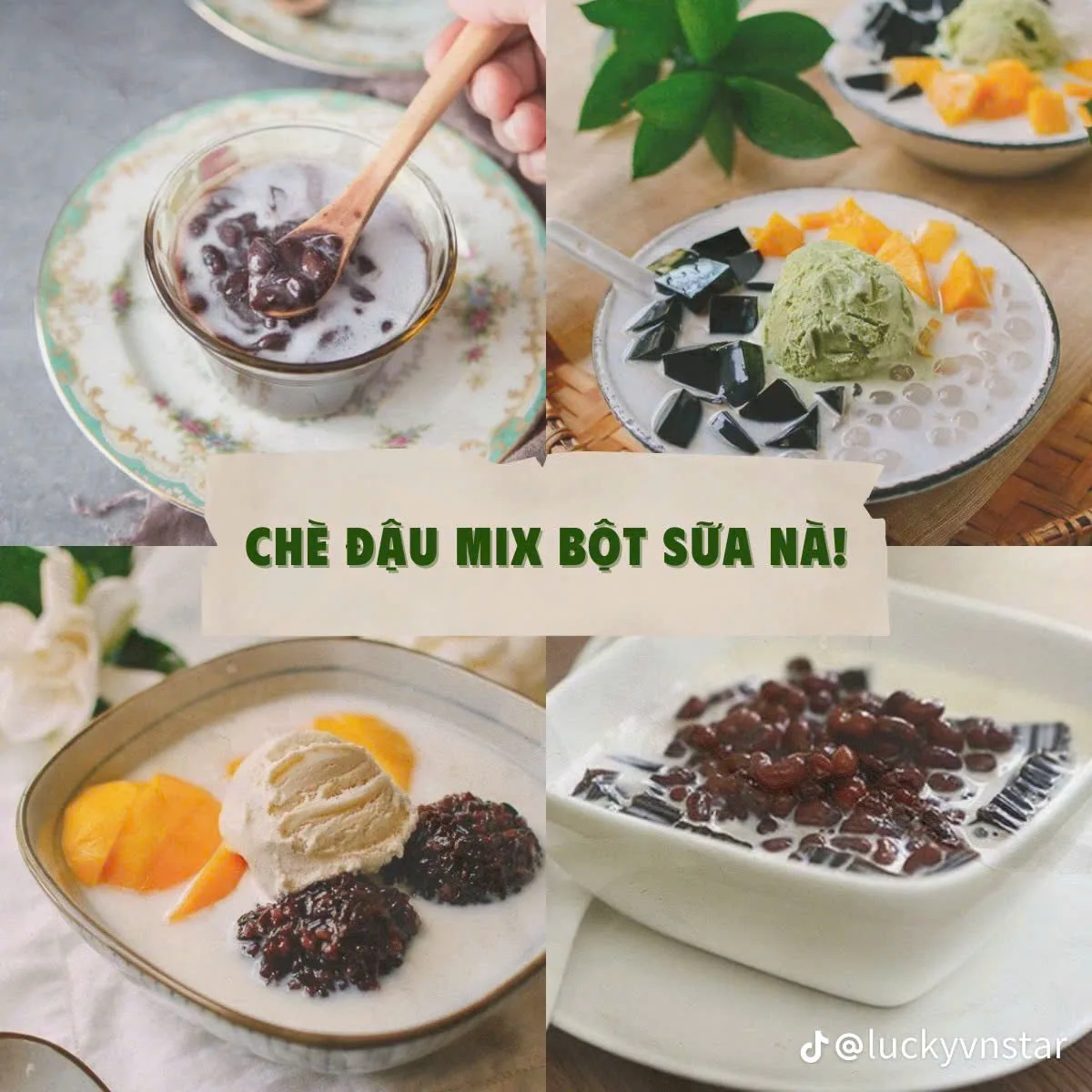 chè đậu mix cùng bột sữa béo béo