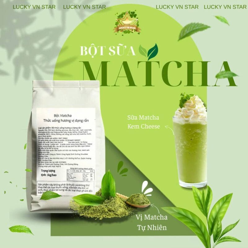 Bột matcha 3 in 1 Lucky VN Star tiện dụng