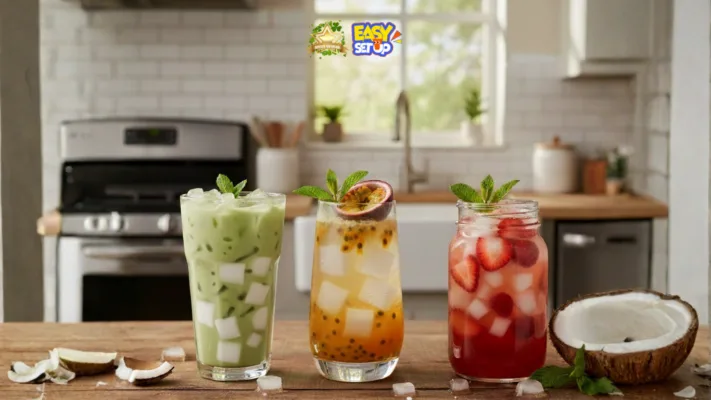 Thạch dừa có thể làm topping cho đa dạng thức uống, từ trà sữa, trà trái cây đến matcha