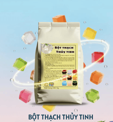 Bột Thạch Thủy Tinh Lucky VN Star 1KG giúp tạo topping trong suốt, giòn mềm cho trà sữa, trà trái cây, soda và các món tráng miệng. Giải pháp làm mới menu cho quán đồ uống.