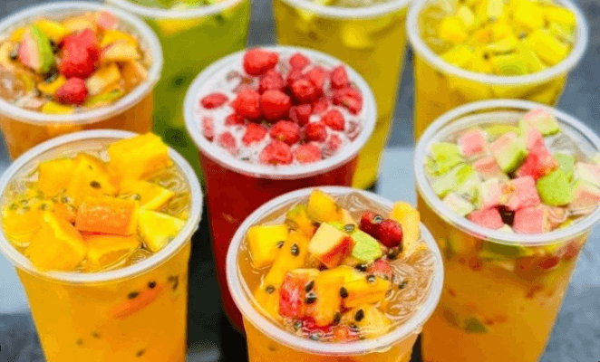trà trái cây pha bằng đường nước 