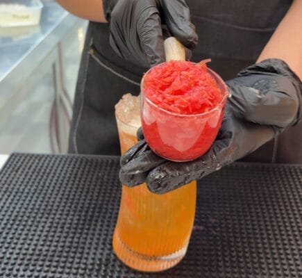 Bưởi đỏ đóng lon topping trái cây cho trà sữa và trà trái cây