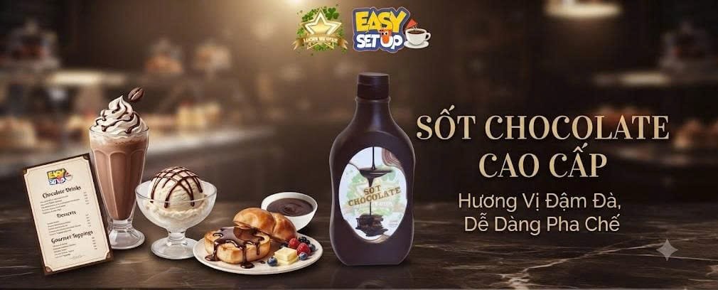 Sốt Socola Lucky VN Star 880g nguyên liệu pha chế trà sữa
