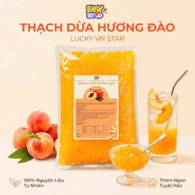 Thạch dừa hương đào Lucky VN Star 1kg topping trà đào