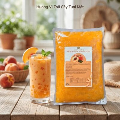 Thạch dừa hương đào Lucky VN Star 1kg topping trà đào