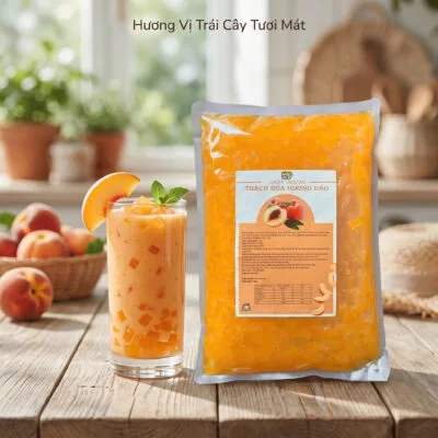 Thạch dừa hương đào Lucky VN Star 1kg topping trà đào