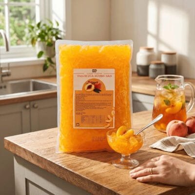 Thạch dừa hương đào Lucky VN Star 1kg topping trà đào