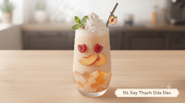 Thạch dừa hương đào topping cho trà đào và trà trái cây