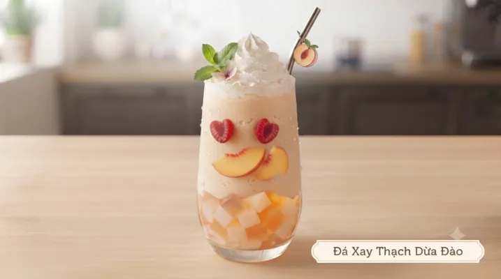 Thạch dừa hương đào topping cho trà đào và trà trái cây