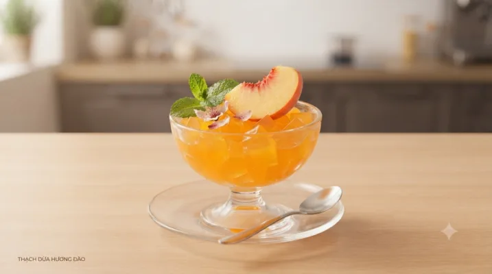 Thạch dừa hương đào topping cho trà đào và trà trái cây
