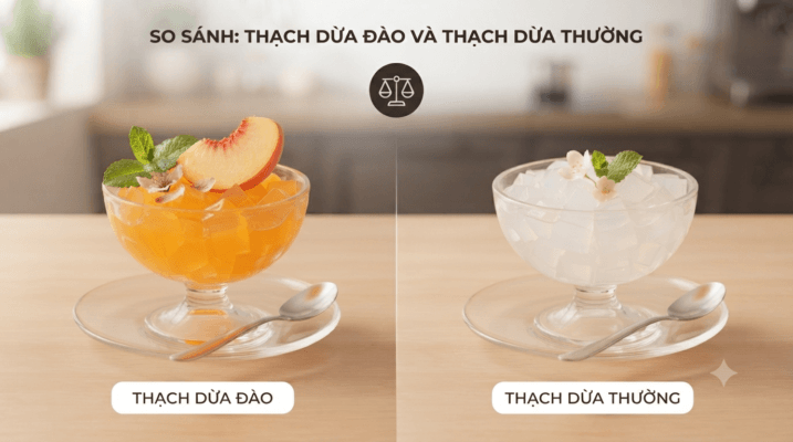 Thạch dừa hương đào topping cho trà đào và trà trái cây