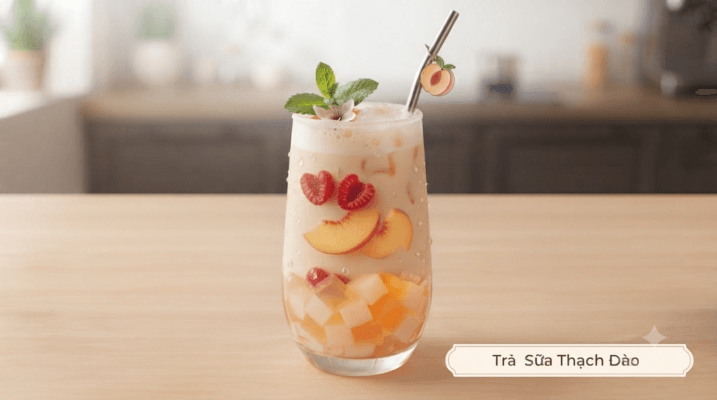 Thạch dừa hương đào topping cho trà đào và trà trái cây